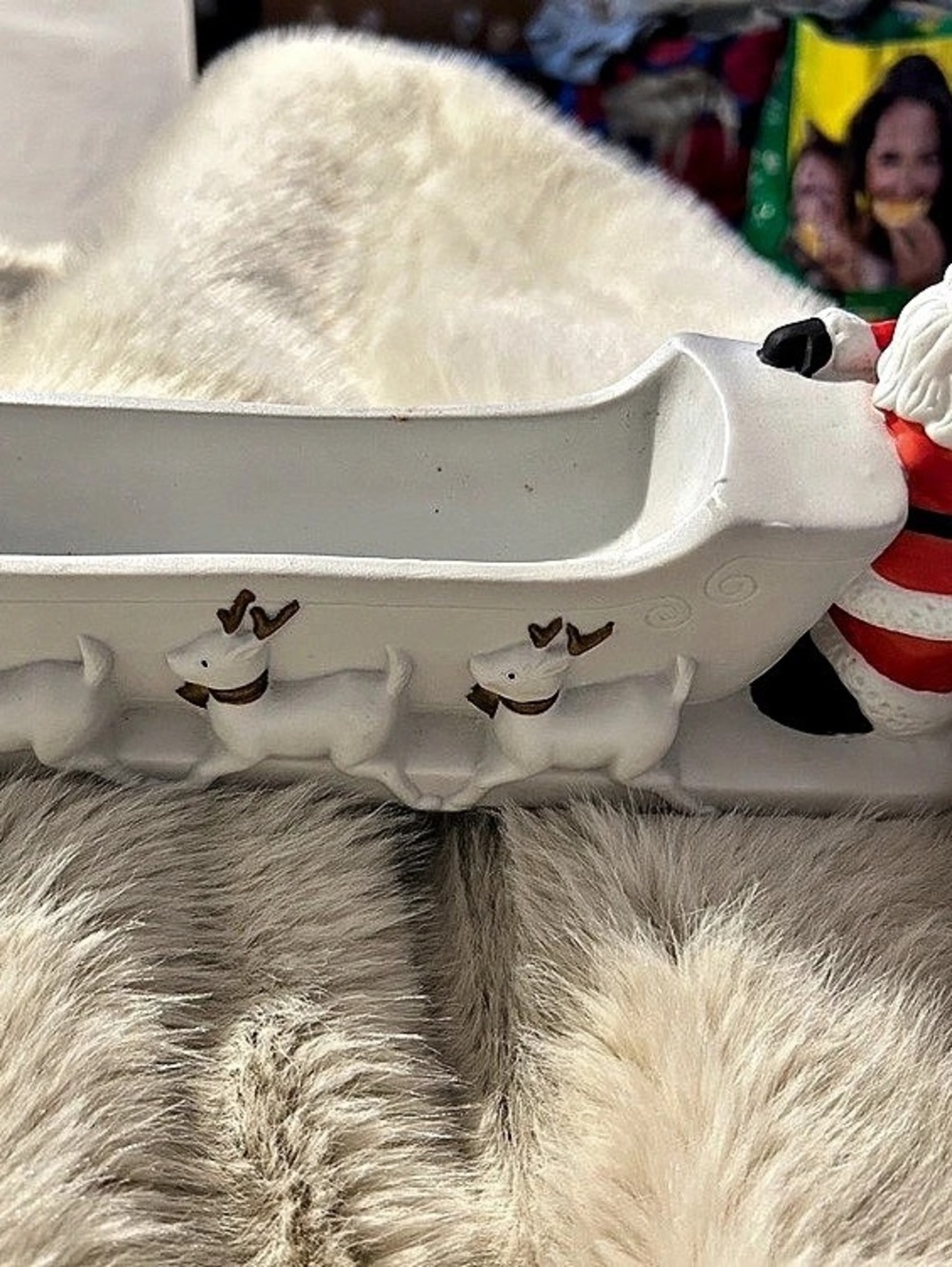Vintage Eaton Santa and Sleigh includes Christmas ornaments
35